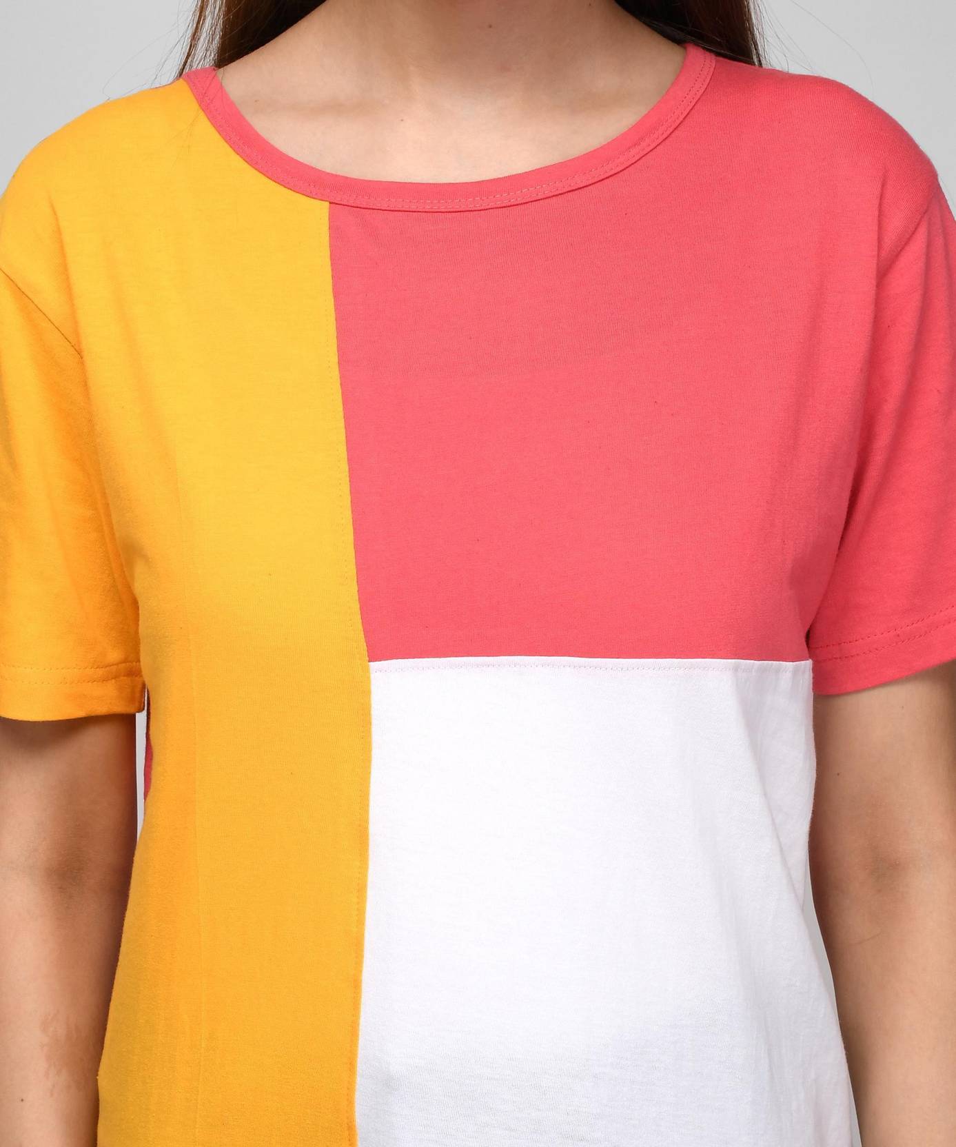 KOTTY Pack of 2 Women Colorblock Round Neck Cotton Blend Multicolor T-Shirt