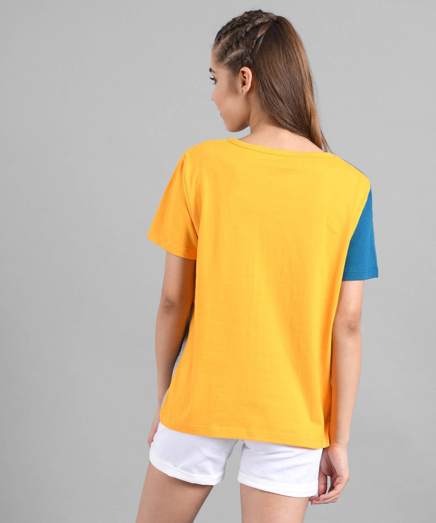 KOTTY Pack of 2 Women Colorblock Round Neck Cotton Blend Multicolor T-Shirt