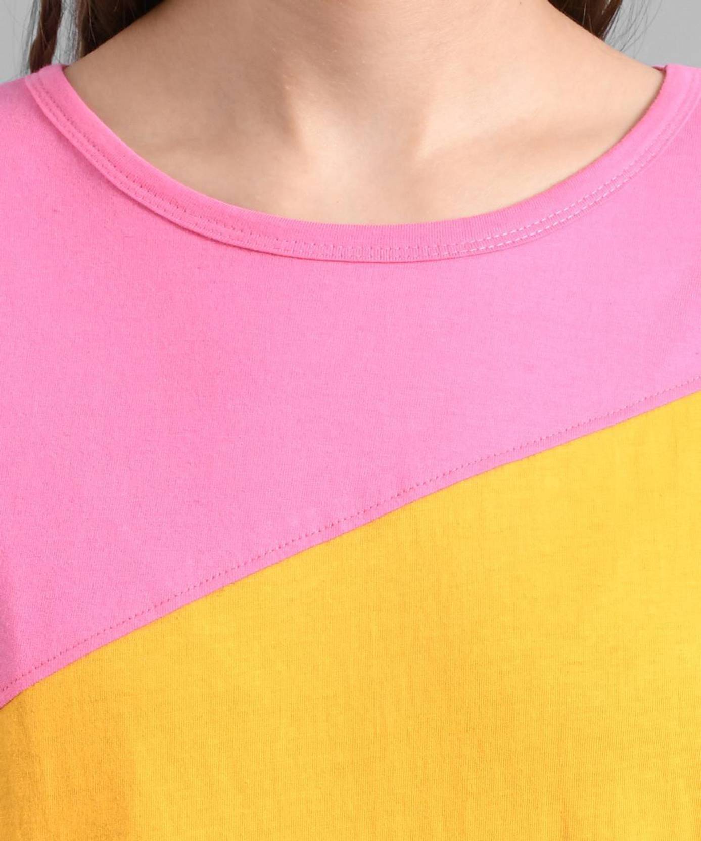 KOTTY Pack of 2 Women Colorblock Round Neck Cotton Blend Multicolor T-Shirt