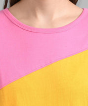 KOTTY Pack of 2 Women Colorblock Round Neck Cotton Blend Multicolor T-Shirt