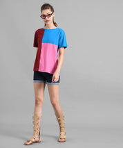 KOTTY Pack of 2 Women Colorblock Round Neck Cotton Blend Multicolor T-Shirt