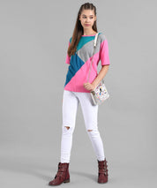 KOTTY Pack of 2 Women Colorblock Round Neck Cotton Blend Multicolor T-Shirt