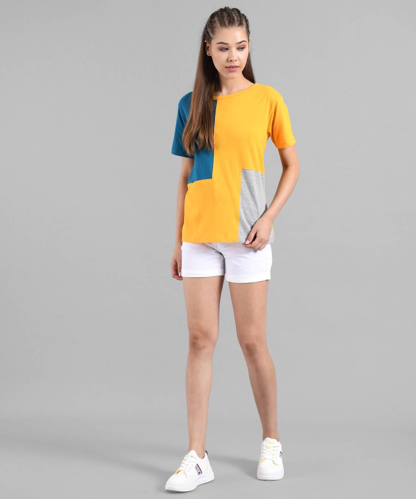 KOTTY Pack of 2 Women Colorblock Round Neck Cotton Blend Multicolor T-Shirt