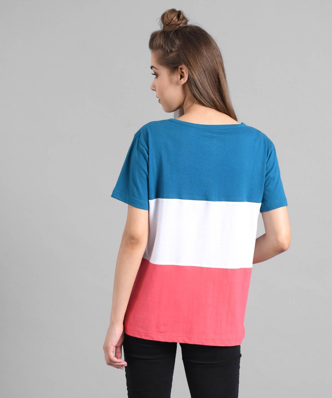 KOTTY Pack of 2 Women Colorblock Round Neck Cotton Blend Multicolor T-Shirt