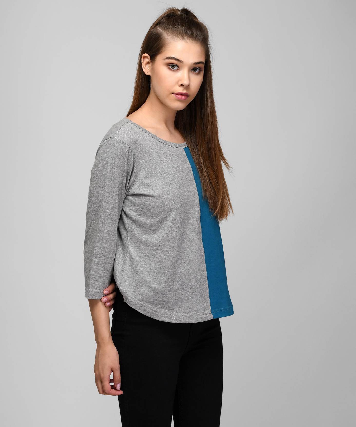 KOTTY Pack of 2 Women Colorblock Round Neck Cotton Blend Multicolor T-Shirt