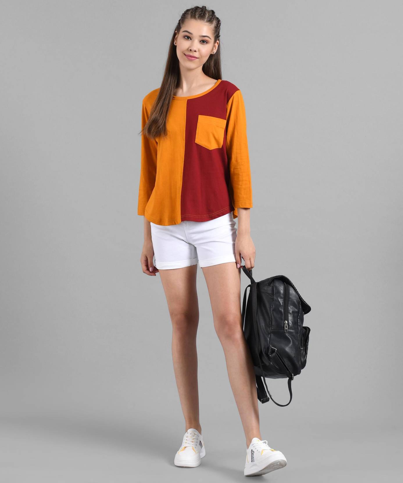 KOTTY Pack of 2 Women Colorblock Round Neck Cotton Blend Multicolor T-Shirt