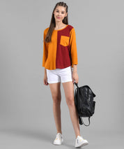 KOTTY Pack of 2 Women Colorblock Round Neck Cotton Blend Multicolor T-Shirt