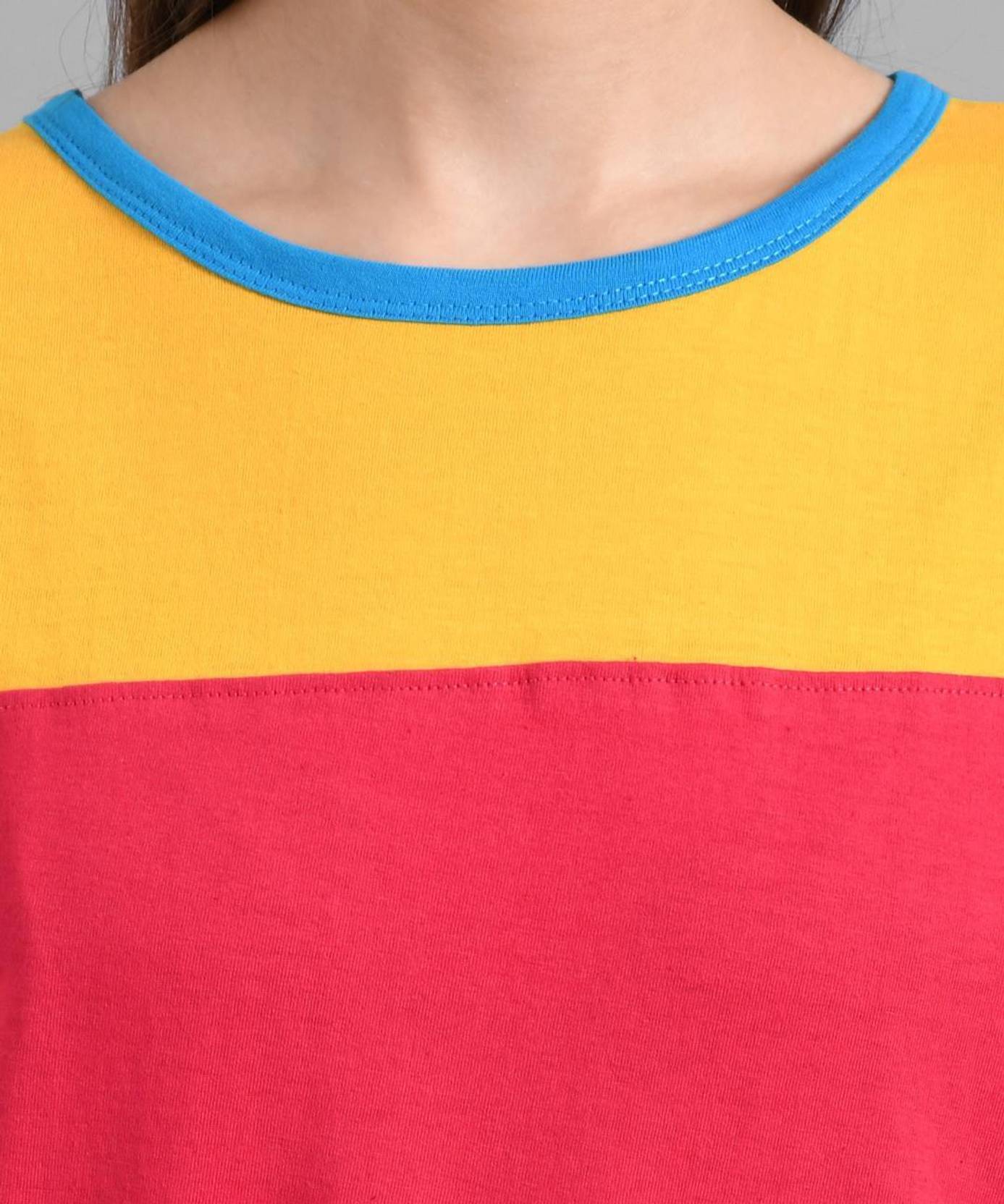 KOTTY Pack of 2 Women Colorblock Round Neck Cotton Blend Multicolor T-Shirt