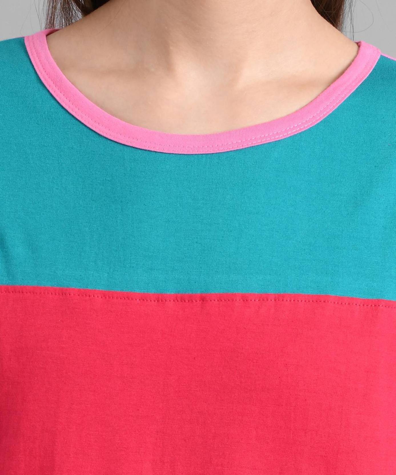 KOTTY Pack of 2 Women Colorblock Round Neck Cotton Blend Multicolor T-Shirt