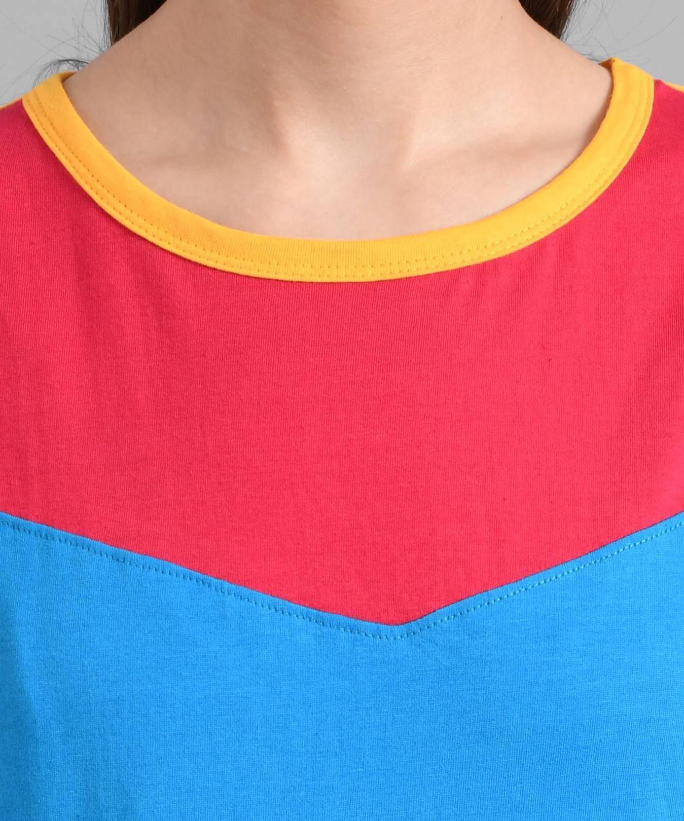 KOTTY Pack of 2 Women Colorblock Round Neck Cotton Blend Multicolor T-Shirt