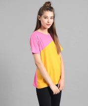 KOTTY Pack of 2 Women Colorblock Round Neck Cotton Blend Multicolor T-Shirt