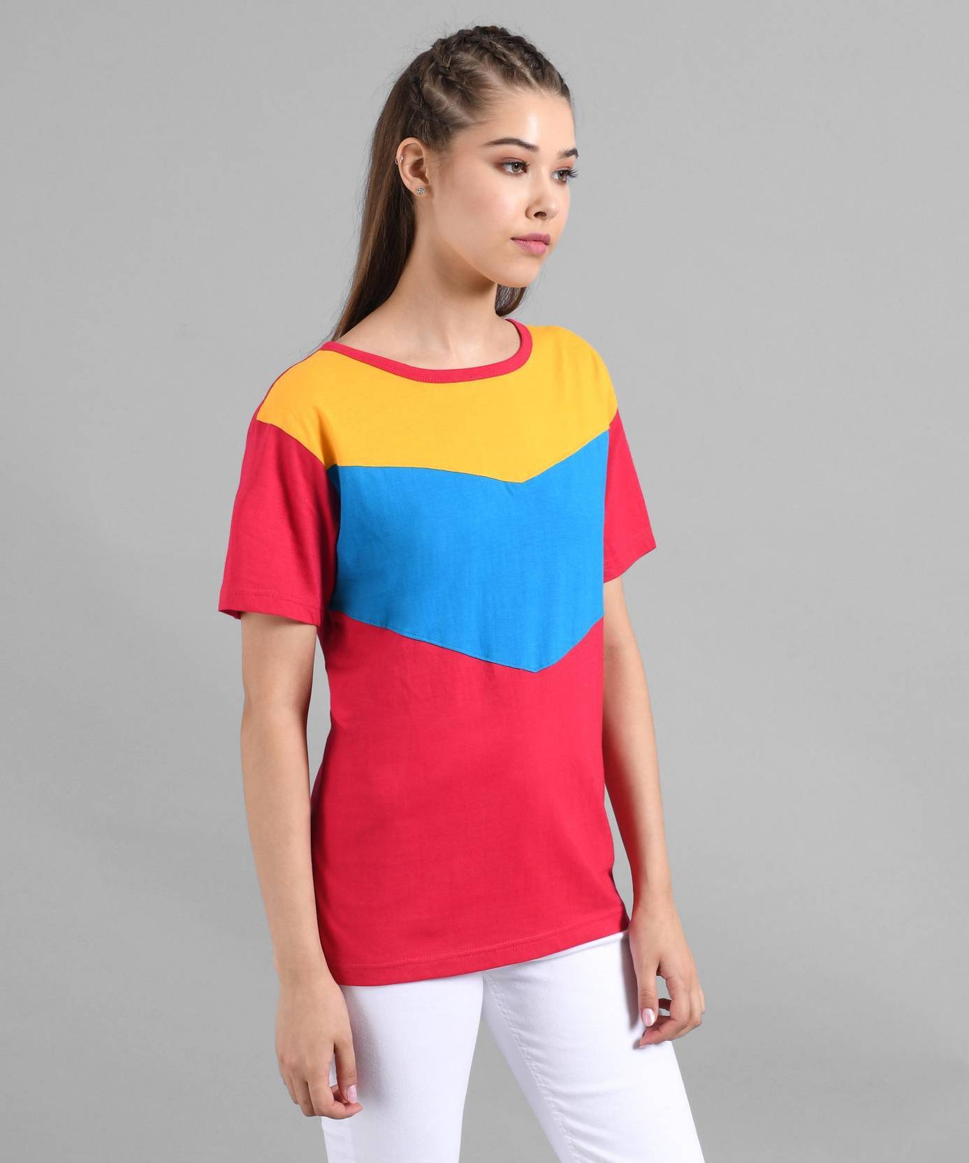 KOTTY Pack of 2 Women Colorblock Round Neck Cotton Blend Multicolor T-Shirt