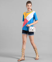 KOTTY Pack of 2 Women Colorblock Round Neck Cotton Blend Multicolor T-Shir