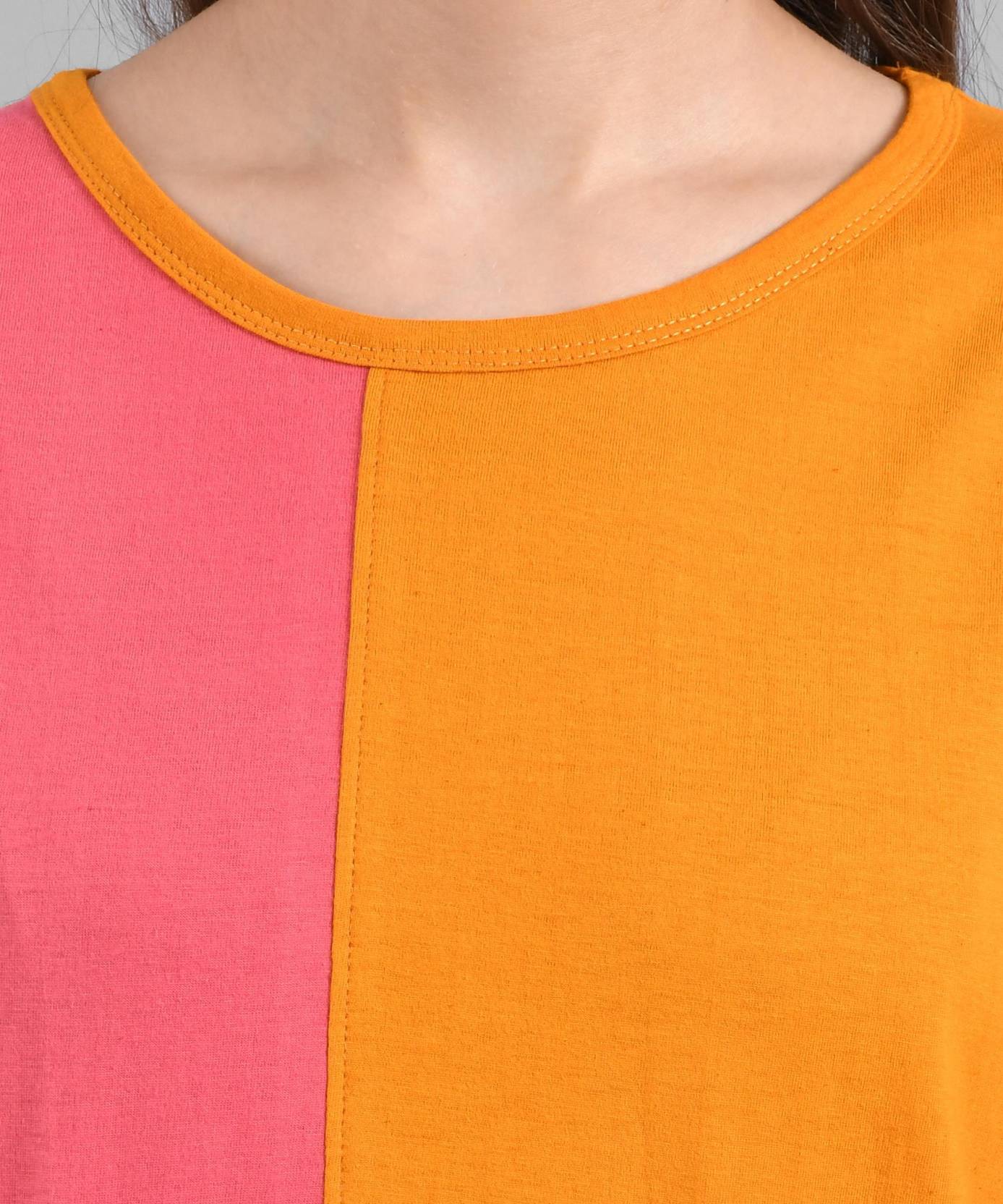 KOTTY Pack of 2 Women Colorblock Round Neck Cotton Blend Multicolor T-Shirt