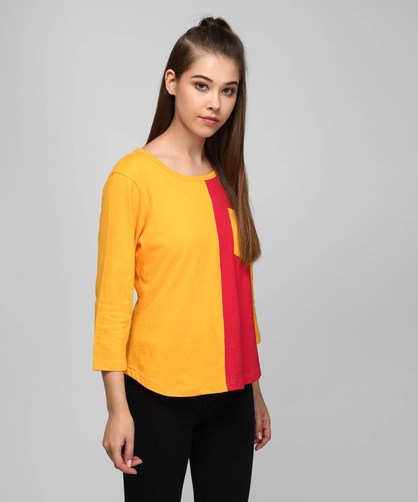 KOTTY Pack of 2 Women Colorblock Round Neck Cotton Blend Multicolor T-Shirt