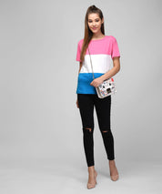 KOTTY Pack of 2 Women Colorblock Round Neck Cotton Blend Multicolor T-Shirt