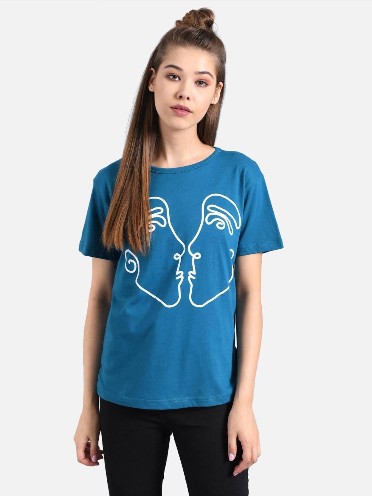 KOTTY Pack of 2 Women Printed Round Neck Cotton Blend Multicolor T-Shirt
