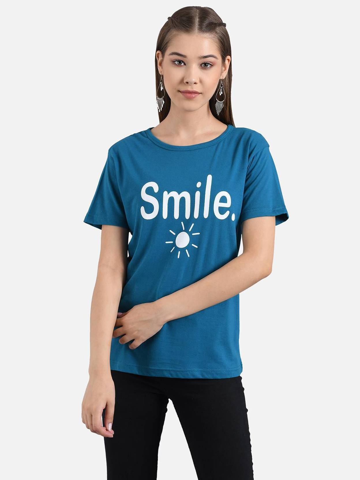 KOTTY Pack of 2 Women Printed Round Neck Cotton Blend Multicolor T-Shirt