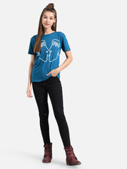 KOTTY Pack of 2 Women Printed Round Neck Cotton Blend Multicolor T-Shirt