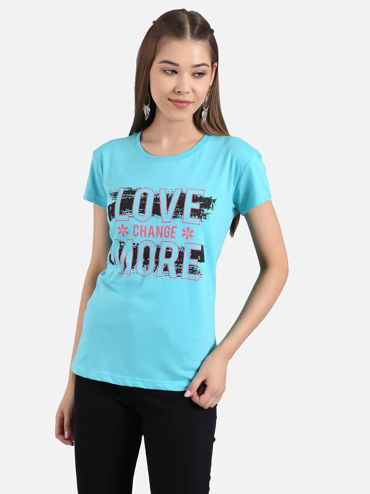 KOTTY Pack of 2 Women Printed Round Neck Cotton Blend Multicolor T-Shirt