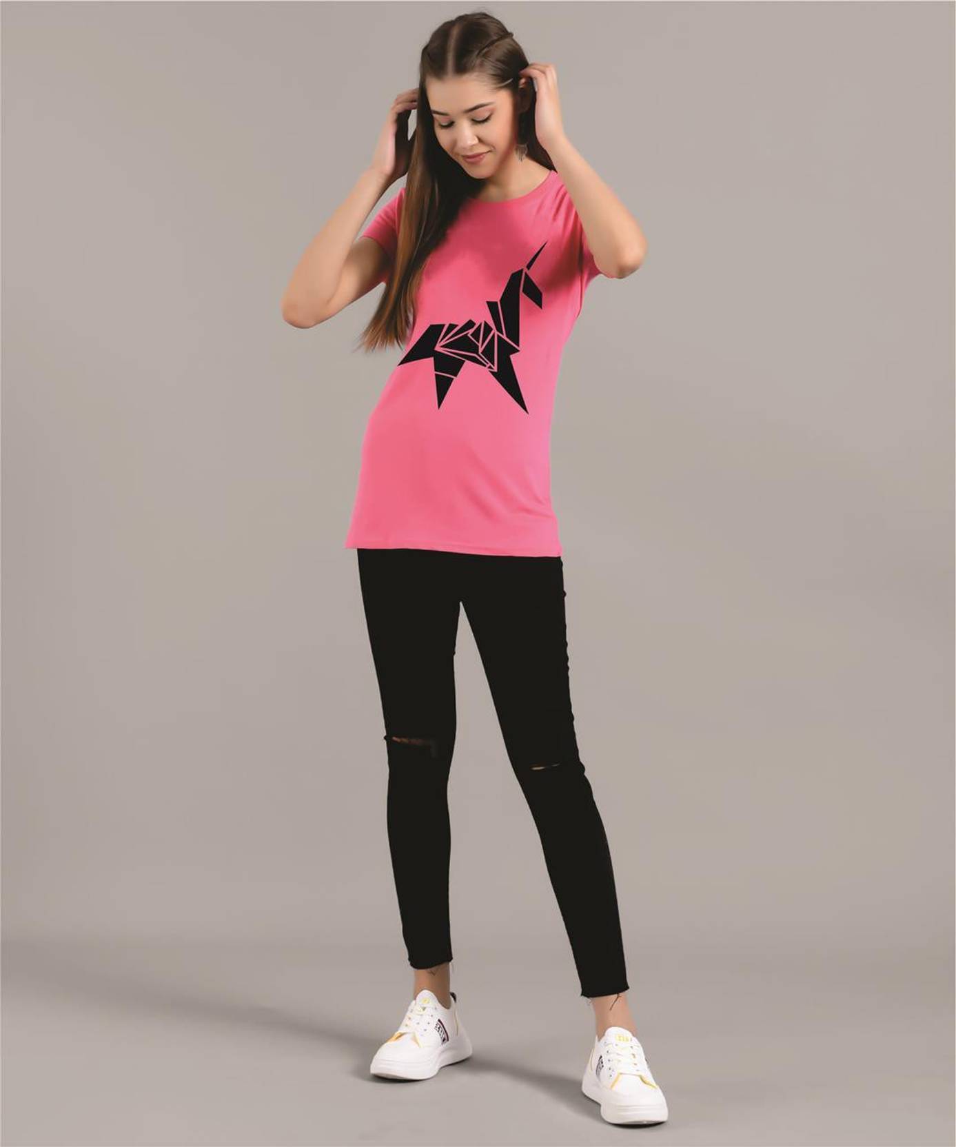 KOTTY Pack of 2 Women Printed Round Neck Pure Cotton Multicolor T-Shirt