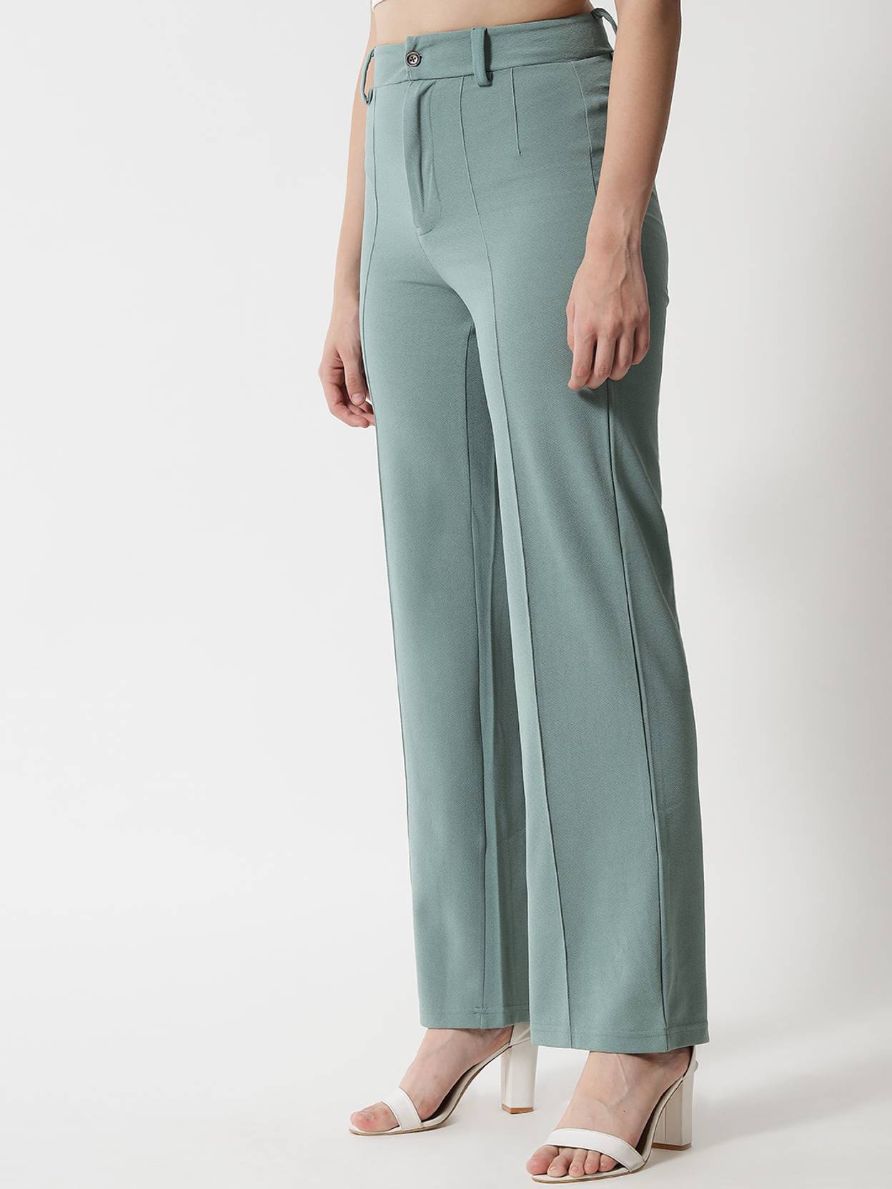 KOTTY Pack of 2 Women Regular Fit Light Green, Orange Viscose Rayon Trousers