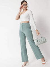 KOTTY Pack of 2 Women Regular Fit Light Green, Orange Viscose Rayon Trousers