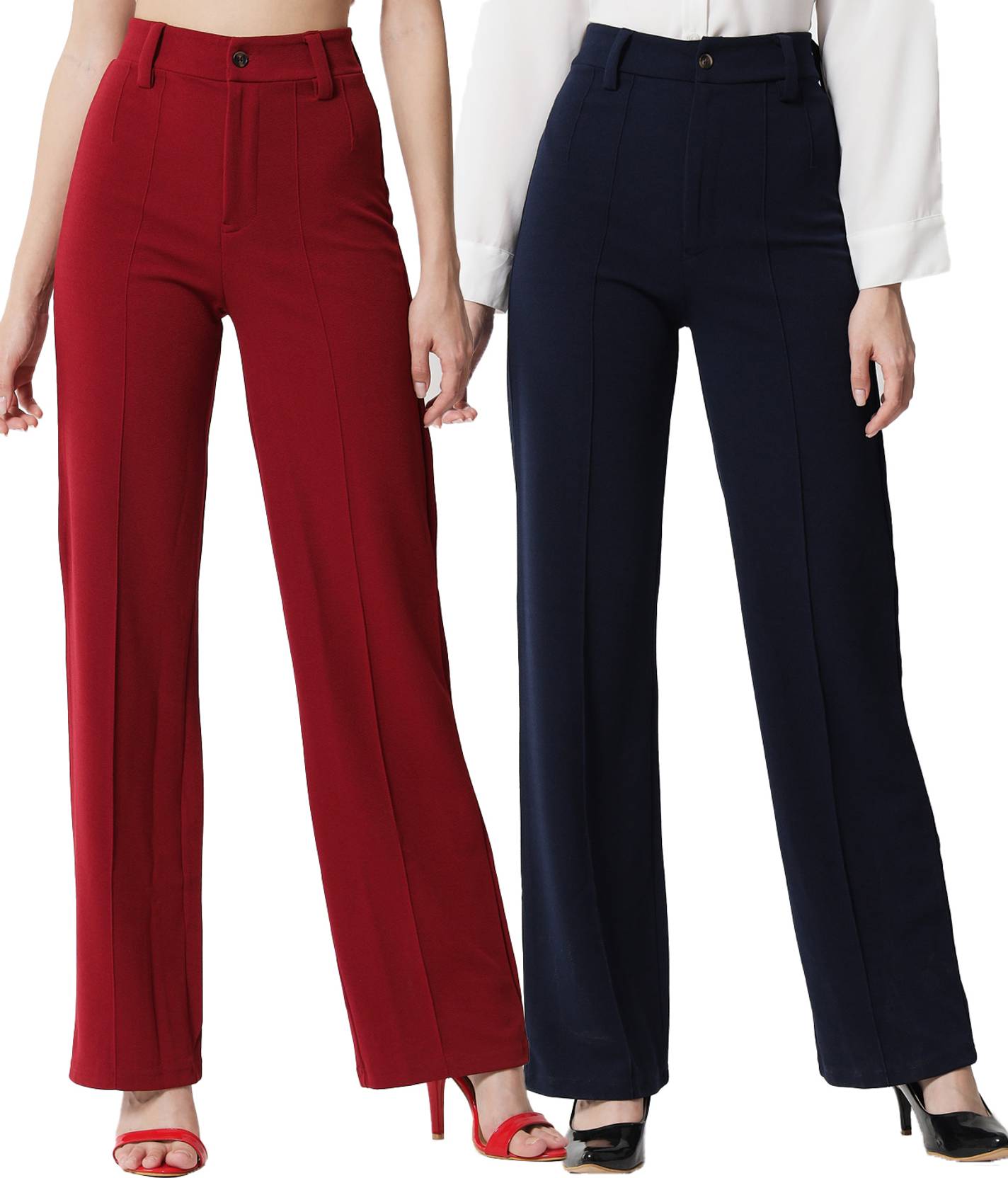 KOTTY Pack of 2 Women Regular Fit Maroon, Dark Blue Viscose Rayon Trousers