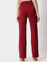 KOTTY Pack of 2 Women Regular Fit Maroon, Dark Blue Viscose Rayon Trousers