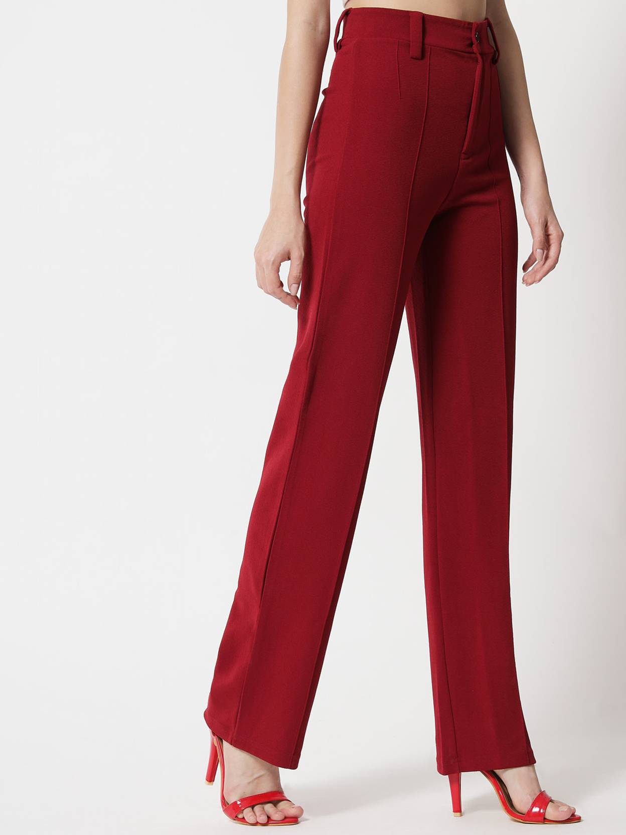 KOTTY Pack of 2 Women Regular Fit Maroon, Dark Blue Viscose Rayon Trousers