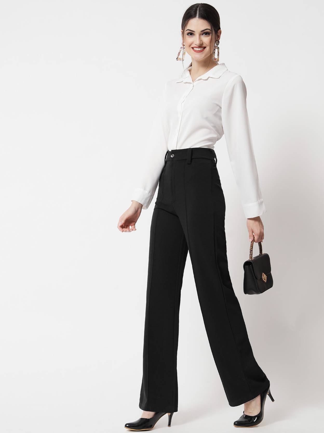 KOTTY Pack of 2 Women Regular Fit Multicolor Viscose Rayon Trousers