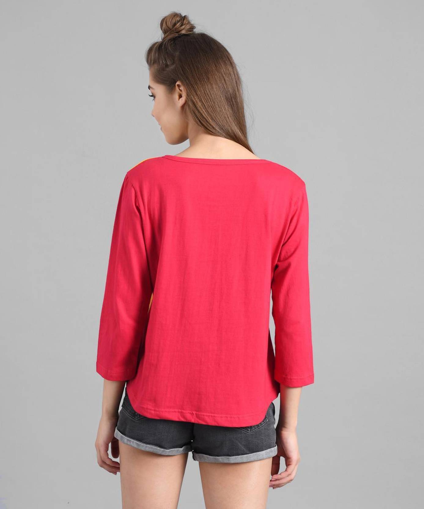 KOTTY Pack of 3 Women Colorblock Round Neck Cotton Blend Multicolor T-Shirt