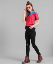 KOTTY Pack of 3 Women Colorblock Round Neck Cotton Blend Multicolor T-Shirt