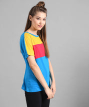 KOTTY Pack of 3 Women Colorblock Round Neck Cotton Blend Multicolor T-Shirt