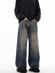 Kotty Men Wide Leg Low Rise Light Fade Stretchable Jeans