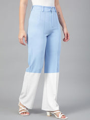 Kotty Women Colourblocked Straight Fit High-Rise Easy Wash Pleated Trousers