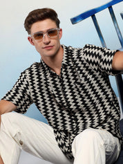 Kotty Men Sheer Striped Casual Shirt