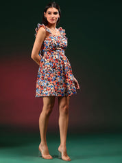 Kotty Floral Printed Fit & Flare Mini Dress