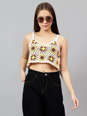 Kotty Women Self Design Scoop Neck Cotton Top