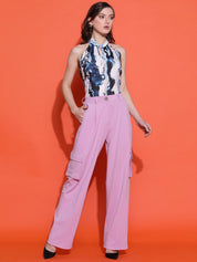 Kotty Women Abstract Printed Keyhole Neck  Top