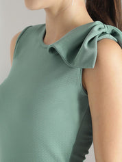 Kotty Solid Round Neck Fit & Flare Dress