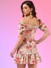 Kotty Women Floral Printed Shoulder Straps Sheath Dress
