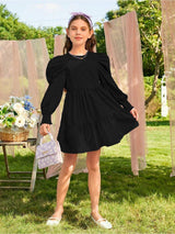 Kotty Girls Puff Sleeves Fit & Flare Dress