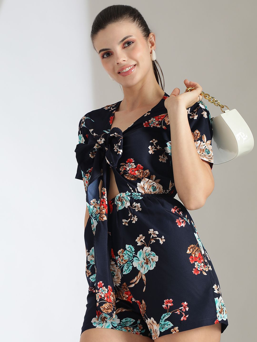 Kotty Women Printed Short Sleeves Jumpsuit