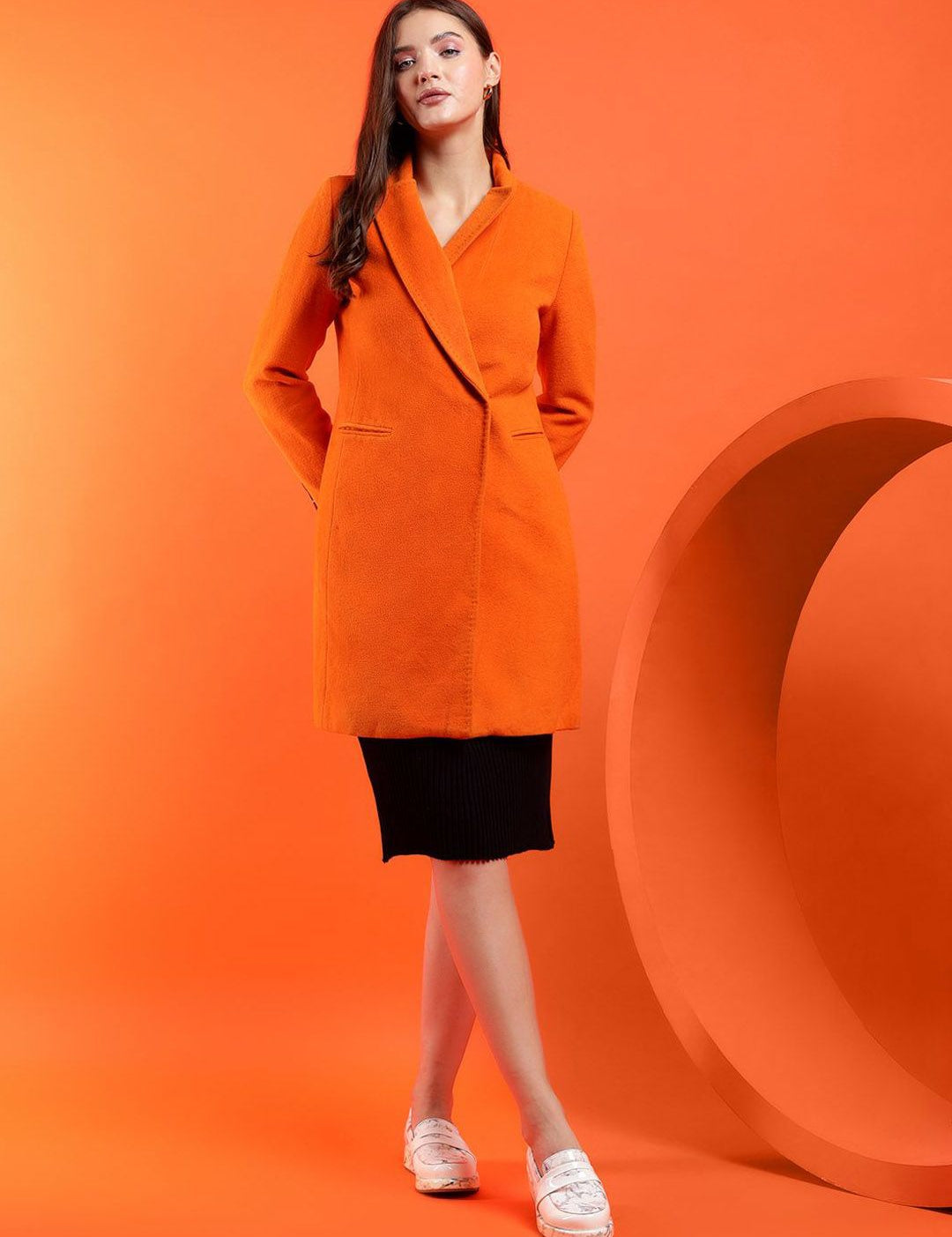 Kotty Solid Shawl Collar Longline Overcoat