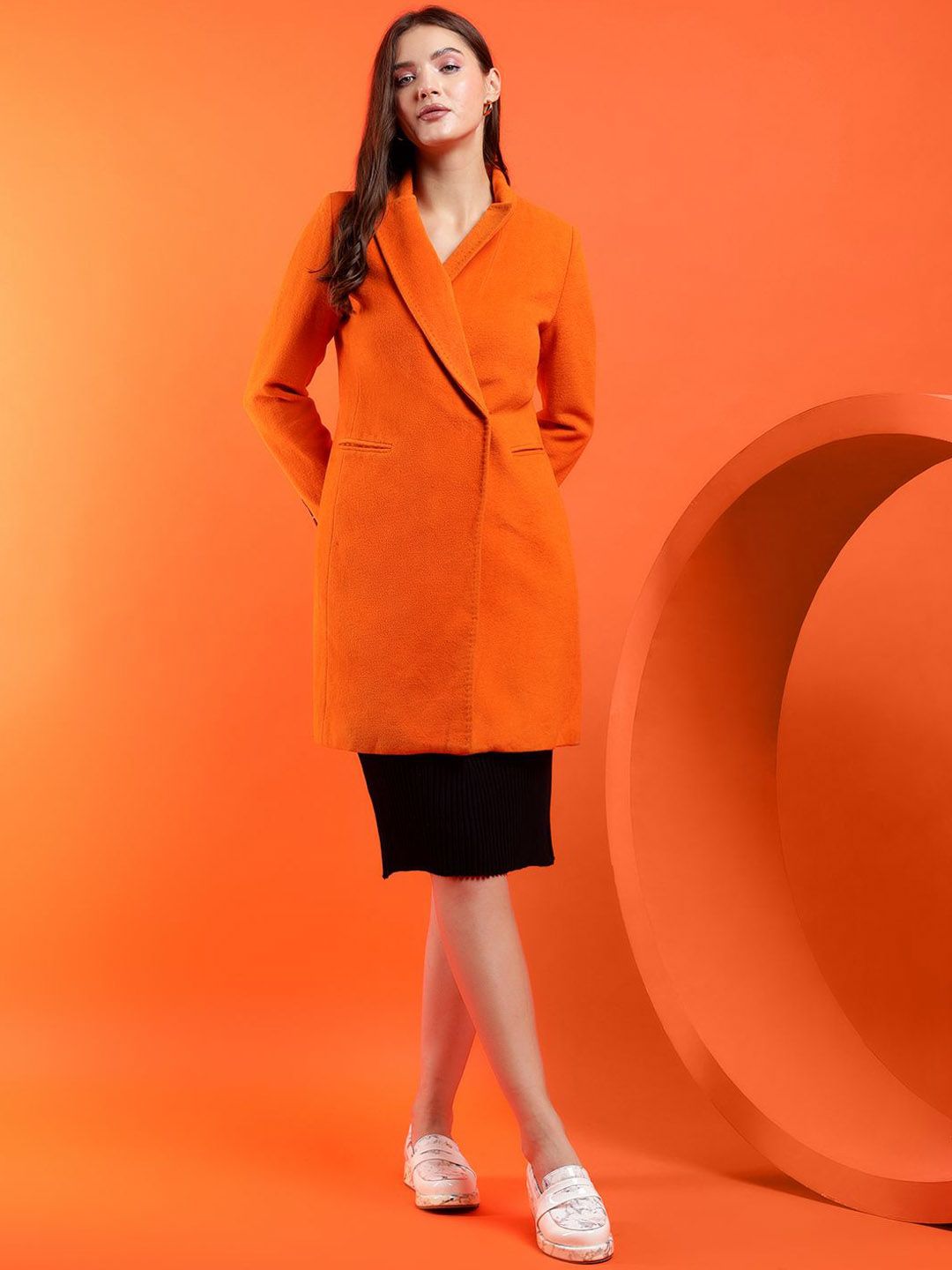 Kotty Solid Shawl Collar Longline Overcoat