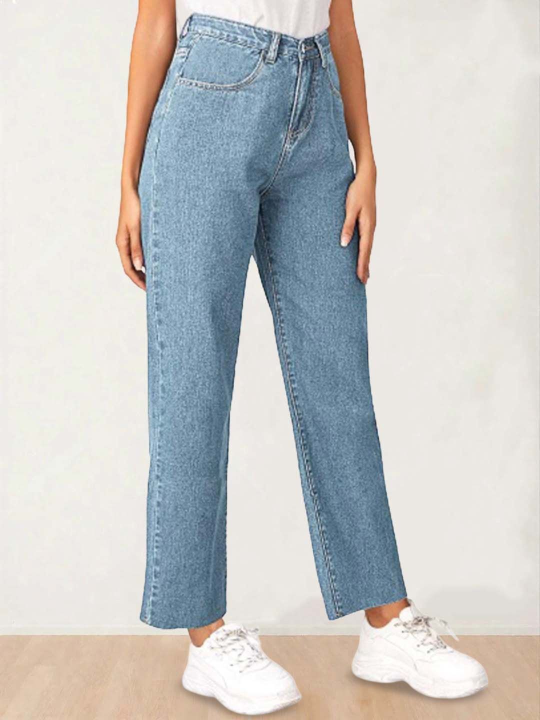 Kotty Women Straight Fit High-Rise Clean Look Stretchable Cotton Jeans