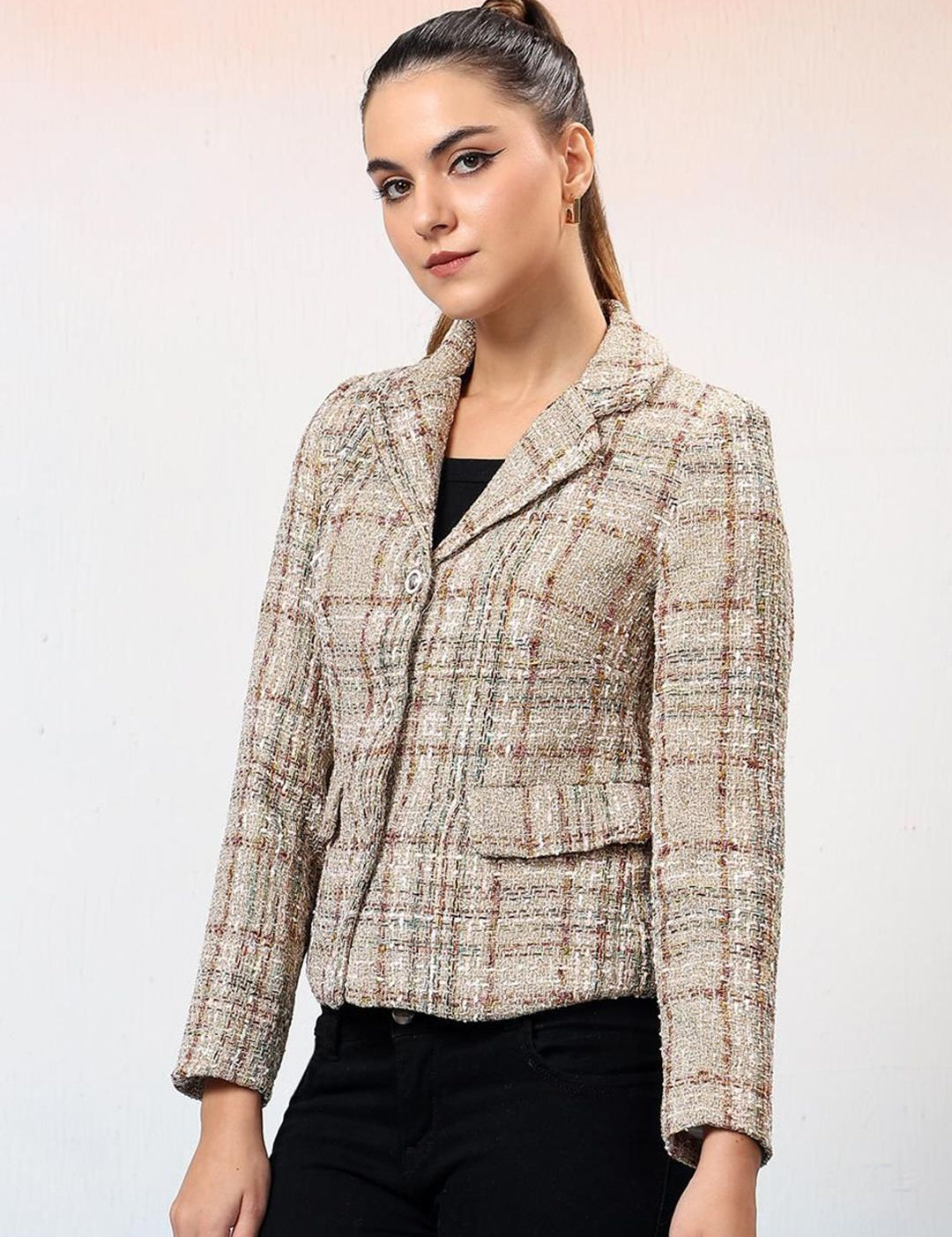 Kotty Checked Single-Breasted Overcoat