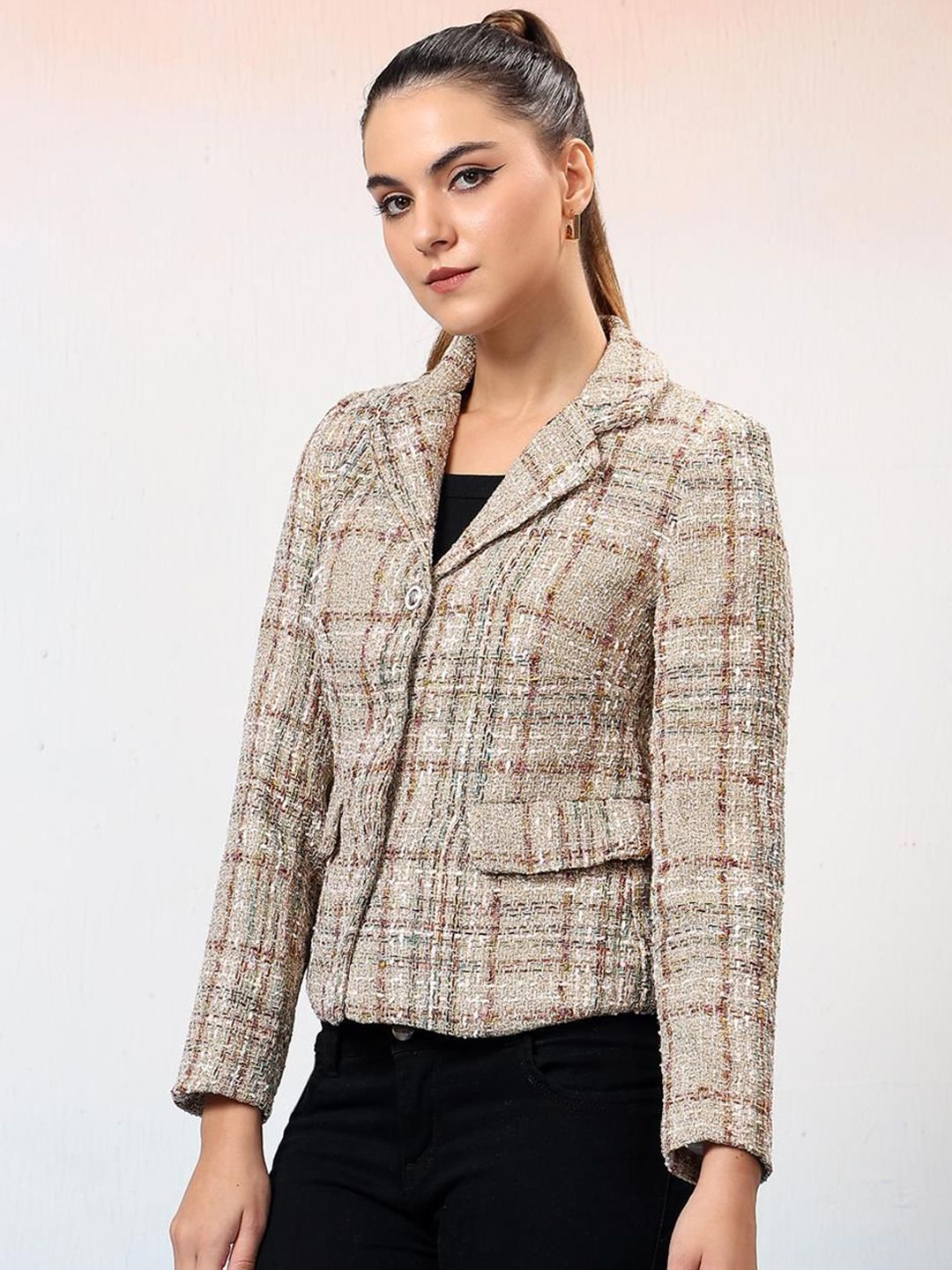 Kotty Checked Single-Breasted Overcoat