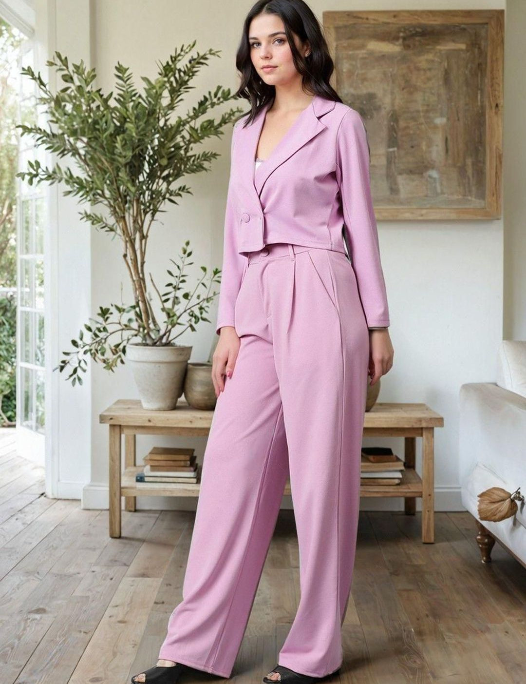 Kotty Lapel Collar Long Sleeves Coat With Trouser 